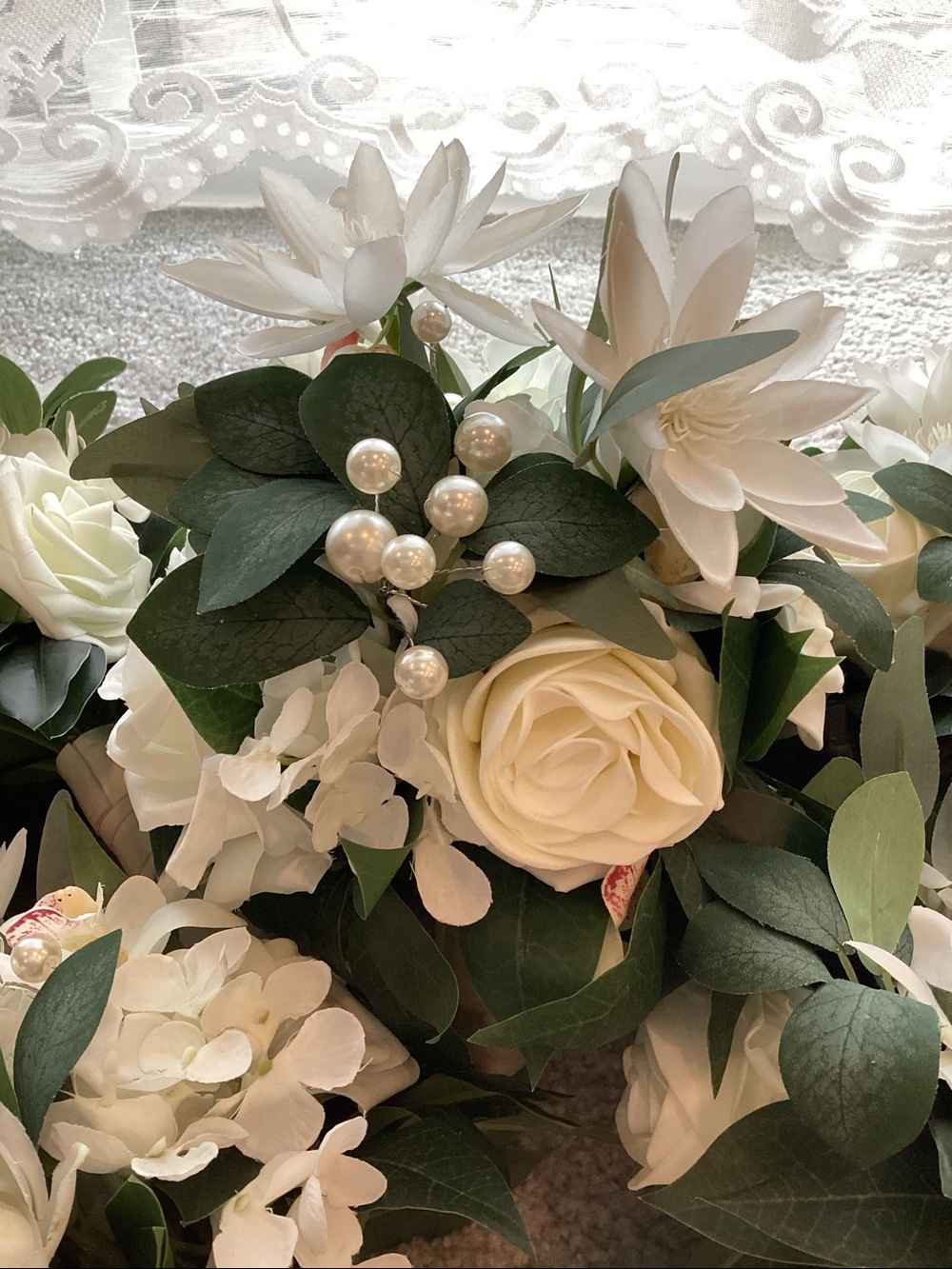 Elegant White Rose and Greenery Bouquet - 6 included - Picture 3 of 6